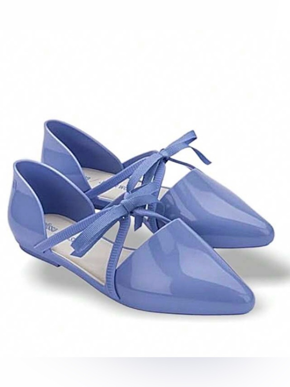 Melissa Pointed D'Orsay Flats with Bow in Periwinkle Blue brand new in box